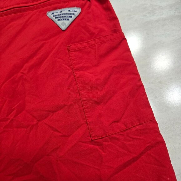 Columbia‎ PFG Backcast III Water Shorts Mens Small Red Mesh Liner SPF Fishing - Picture 10 of 12